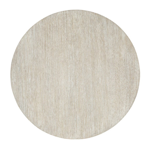 Hooker Furniture Modern Mood Round Side Table With Three-Tier Sculptural Oak Veneers, Wire-Brush Texture, Alabaster Pewter Finish Light Brown 6850-80114-80