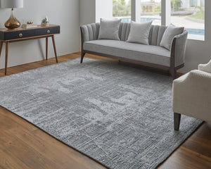 Feizy Rugs Eas69a5f Eastfield Artisanal Hand-woven Viscose And Wool Abstract Rug - Modern Style For Any Space Gray Viscose,Wool Eas69a5fbluslve10