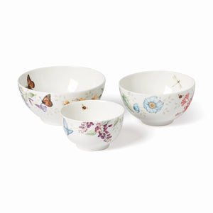 Lenox Butterfly Meadow 3-Piece Bowl Set Multi, WHITE PORCELAIN 893575