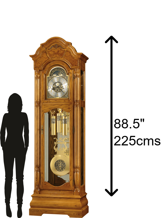 Hekman Furniture 611144 Scarborough Grandfather Clock - Elegant Legacy Oak Design With Illuminated Dial & Precision Chimes Legacy Oak Scarborough Grandfather Clock 611144