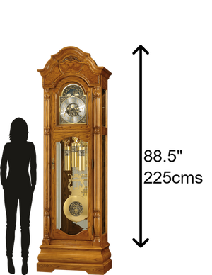 Hekman Furniture 611144 Scarborough Grandfather Clock - Elegant Legacy Oak Design With Illuminated Dial & Precision Chimes Legacy Oak Scarborough Grandfather Clock 611144