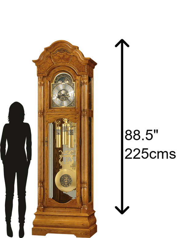 Hekman Furniture 611144 Scarborough Grandfather Clock - Elegant Legacy Oak Design With Illuminated Dial & Precision Chimes Legacy Oak Scarborough Grandfather Clock 611144