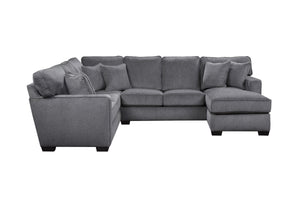 Porter Designs Porter Augusta Soft Gray Chenille Sectional Sofa With Reversible Cushions & Elegant Track Arms Gray Fabric 01-207c-12u-1743-kit
