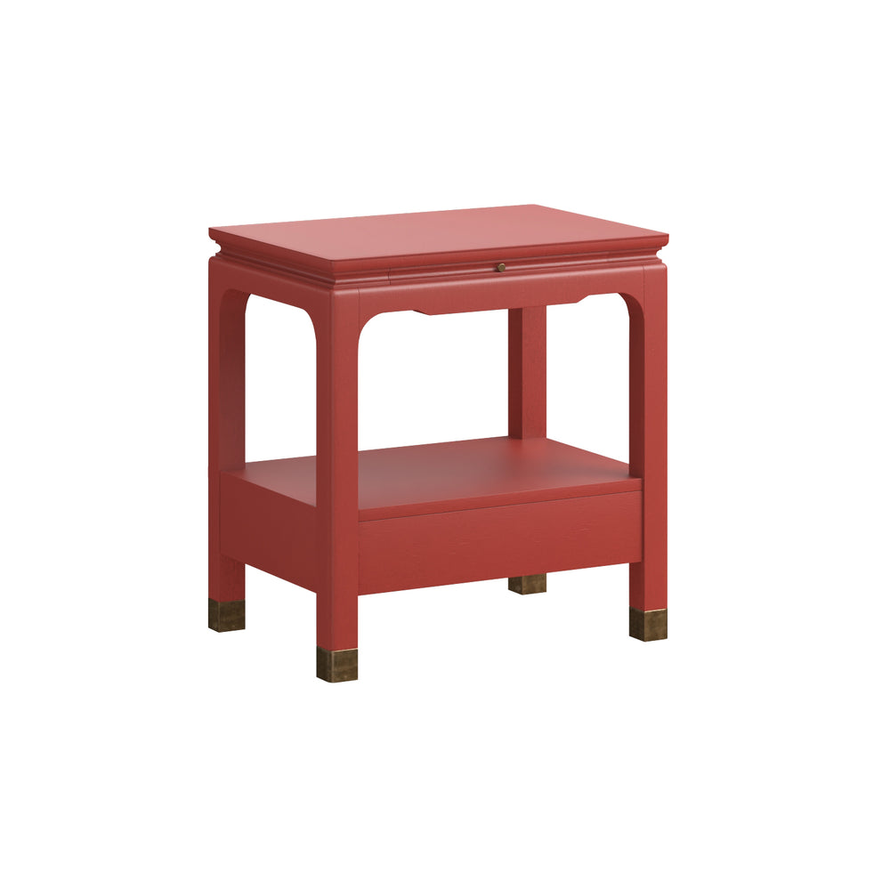 A.R.T. Furniture Eave Bedside Table - Stunning Candy Apple Red Nightstand With Asian Flair For Your Bedroom Decor Red Material(S), Poplar And Parawood Solids 336140-1819