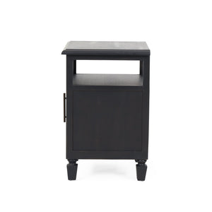English Elm Christopher Knight Home® - NIGHTSTAND Rustic Dark Grey Acacia Wood with Cane Webbing, Cabinet + Open Shelf Storage, 15.75"W x 24"H 71931.00DGRY