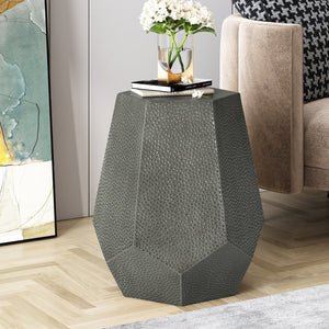 English Elm Christopher Knight Home® - METAL Modern Hammered Iron Geometric Side Table — Sleek Brushed Finish, Sturdy 80 lb Capacity Antique Silver 72228.00