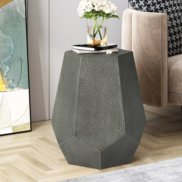 English Elm Christopher Knight Home® - METAL Modern Hammered Iron Geometric Side Table — Sleek Brushed Finish, Sturdy 80 lb Capacity Antique Silver 72228.00