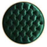 Homelegance By Top-Line Piper Gold Finish Velvet Button Tufted Round Ottoman Green Velvet