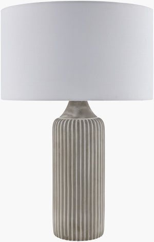 Livabliss Urra Artisan Concrete Table Lamp with Linen Shade Arts and Crafts Style for Living Rooms URA-001