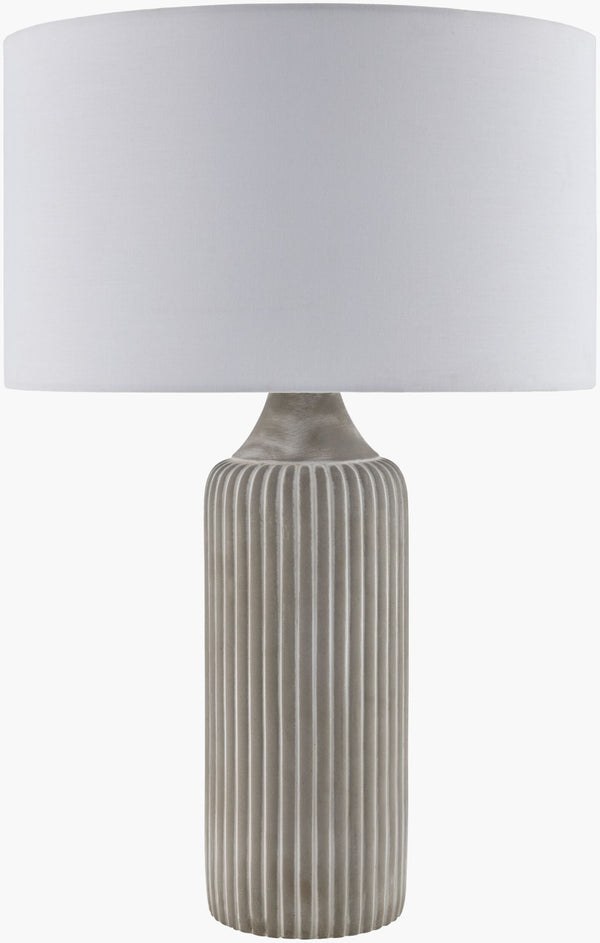 Livabliss Urra Artisan Concrete Table Lamp with Linen Shade Arts and Crafts Style for Living Rooms URA-001