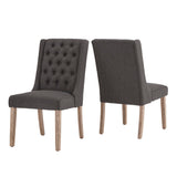 Homelegance By Top-Line Griffin Tufted Linen Upholstered Side Chairs (Set of 2) Dark Grey Rubberwood