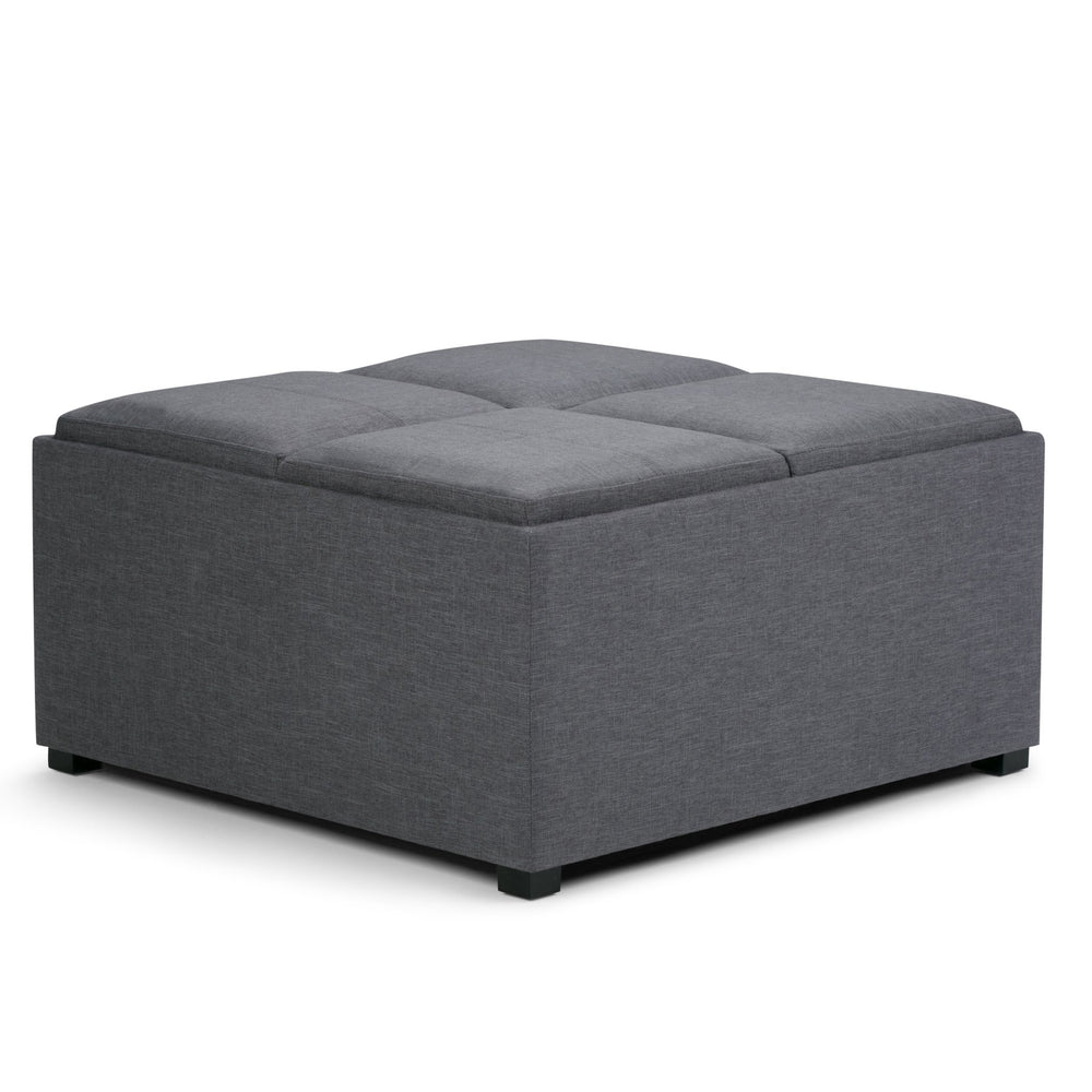 English Elm Avalon Square Coffee Table Storage Ottoman - Stylish Slate Grey With Hidden Storage & Trays B136P159754