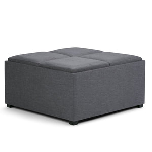 English Elm Avalon Square Coffee Table Storage Ottoman - Stylish Slate Grey With Hidden Storage & Trays B136P159754