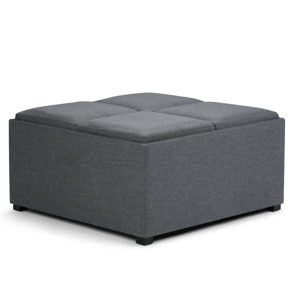English Elm Avalon Square Coffee Table Storage Ottoman - Stylish Slate Grey With Hidden Storage & Trays B136P159754