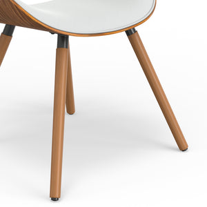 English Elm Marana Dining Chair - Elegant Mid-Century Modern Design In White Vegan Faux Leather & Bentwood Frame B136P158921