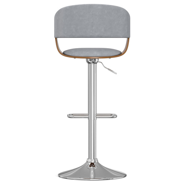 English Elm Lowell Adjustable Swivel Bar Stool - Modern Stone Grey Vegan Leather & Bentwood Comfort Design B136P158834