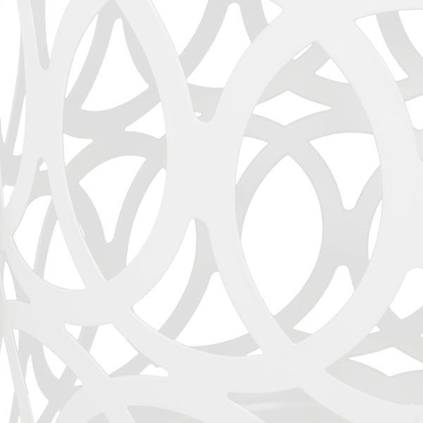English Elm Outdoor Powder-coated Iron Nesting Accent Tables Set of 2 Laser-cut Circle Design White 73606.00WHI