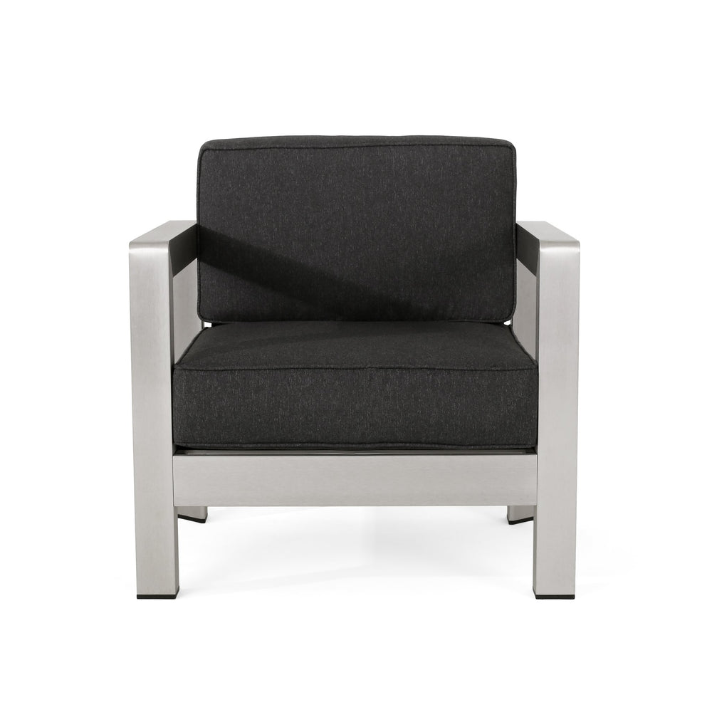 English Elm Christopher Knight Home® - AVIARA Aluminum Club Chair with Deep Seating and Low-Profile Design, Durable 400 lb Capacity, Compact Silver 64077.00SC