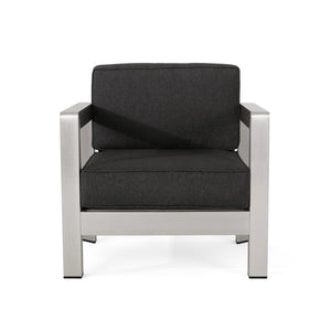 English Elm Christopher Knight Home® - AVIARA Aluminum Club Chair with Deep Seating and Low-Profile Design, Durable 400 lb Capacity, Compact Silver 64077.00SC