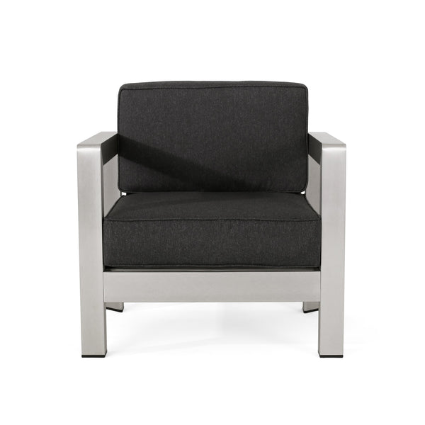 English Elm Christopher Knight Home® - AVIARA Aluminum Club Chair with Deep Seating and Low-Profile Design, Durable 400 lb Capacity, Compact Silver 64077.00SC