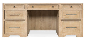 Hooker Furniture Retreat Executive Desk In Dune Finish — Oak & Maple Veneer, 7 Drawers, Locking Files, Cable Management 6950-10563-80