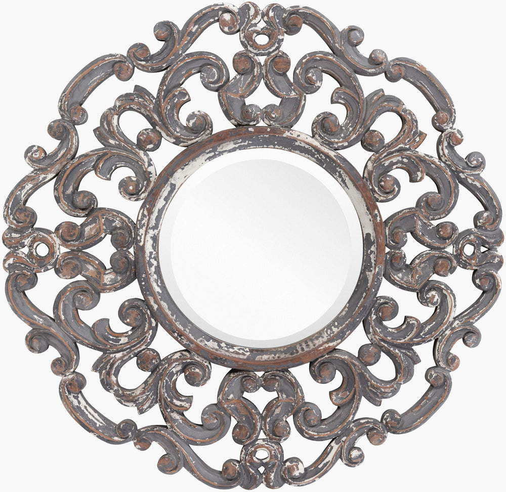 Surya Urvashi 24” X 24” Elegant Mirror - Timeless Blend Of Traditional And Modern Design For Home Decor Frame, Gray Manufactured Wood Urv002-2424