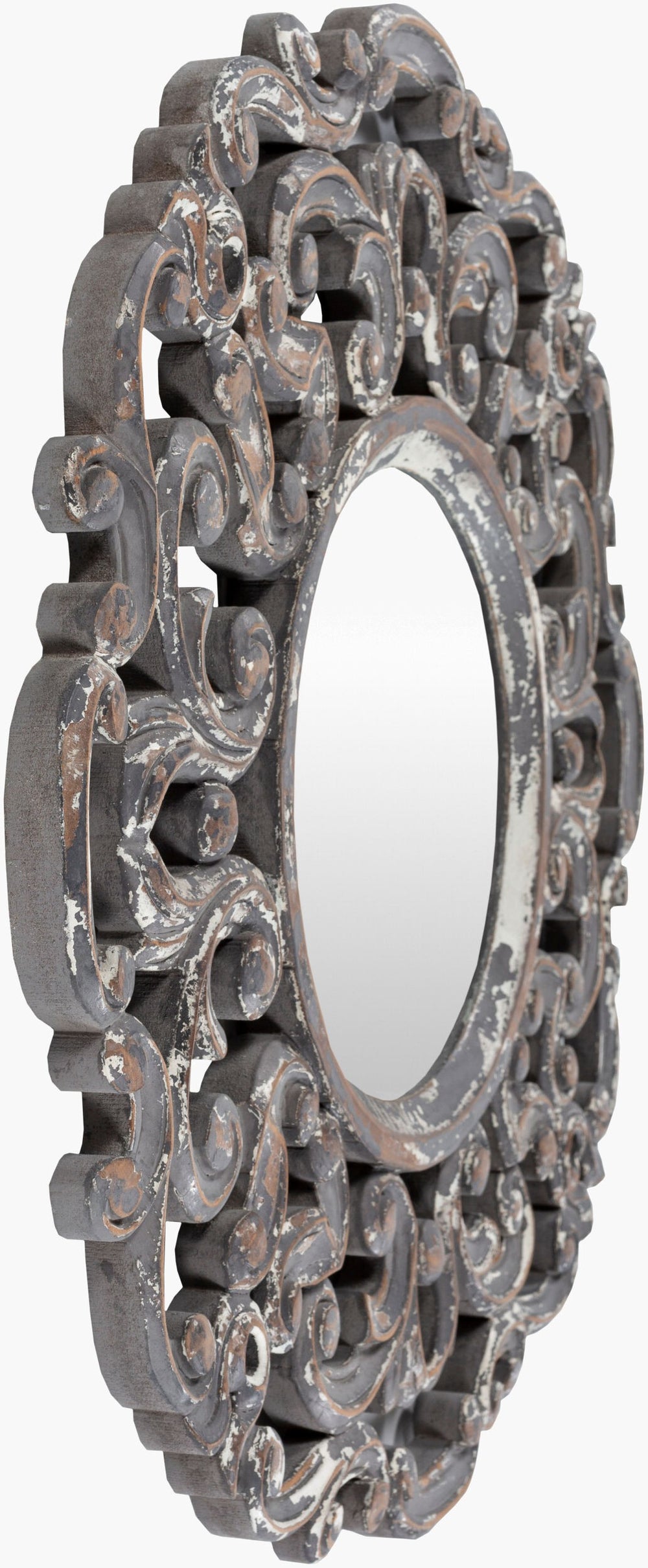 Surya Urvashi 24” X 24” Elegant Mirror - Timeless Blend Of Traditional And Modern Design For Home Decor Frame, Gray Manufactured Wood Urv002-2424