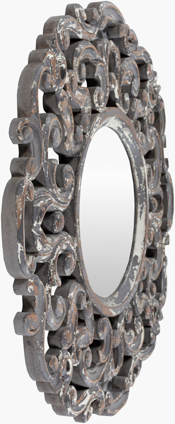 Surya Urvashi 24” X 24” Elegant Mirror - Timeless Blend Of Traditional And Modern Design For Home Decor Frame, Gray Manufactured Wood Urv002-2424