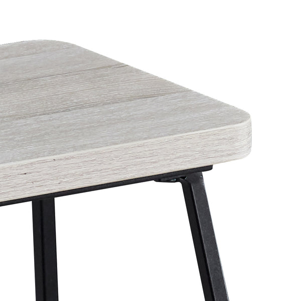 English Elm Steve Silver - Carson Counter Height 3-Pc Dining Set in Pearl Silver – Weathered Driftwood Finish, Storage Drawers & Towel Racks B081S00319