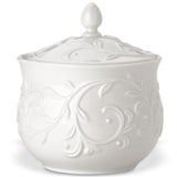 Opal Innocence Carved Sugar Bowl | Chip-Resistant White Porcelain, Microwave & Dishwasher Safe