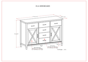 English Elm Ela Sideboard - Handcrafted Smoky Brown Storage Cabinet With Transitional Shaker Style Design B136P158602