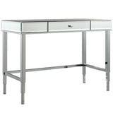 Homelegance By Top-Line Malik Beveled Mirrored Accent 1-Drawer Office Writing Desk Silver Mirror