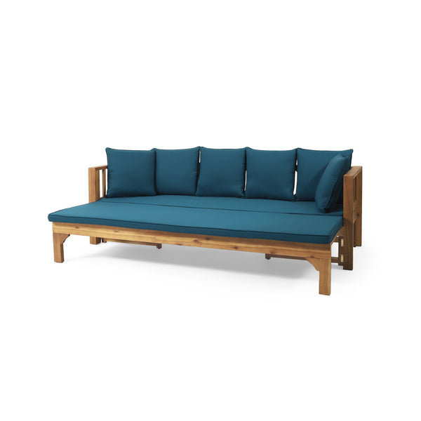 English Elm Christopher Knight Home® - Outdoor Extendable Acacia Wood Sofa Daybed - Versatile, Water-Resistant Lounge Chair For Patios 74327.00DT