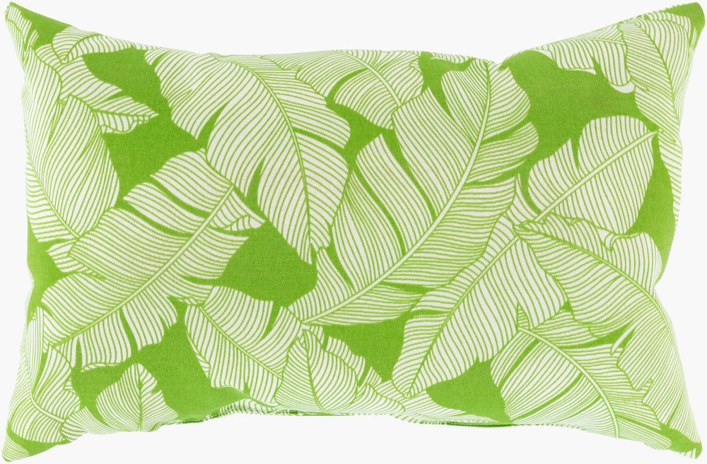 Surya Musa Tropical Oasis 13"L X 20"W Outdoor Lumbar Pillow - Durable, Machine Washable & Vibrant Comfort Green Polyester,Polyester,Polyester,Polyfill Usa003-1320