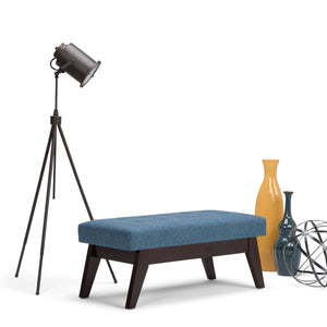 English Elm Draper - Stylish Mid Century Tufted Ottoman Bench In Denim Blue For Versatile Home Decor & Seating B136P158190