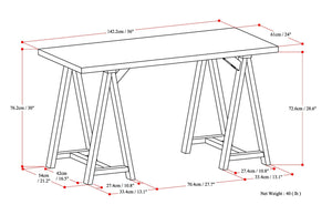 English Elm Sawhorse Writing Desk - Handcrafted Solid Wood In Medium Saddle Brown - Perfect For Home Office Use B136P158234-GIGA