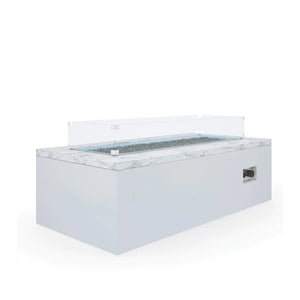 White Carrara Marble Rectangular Fire Table SW6706-FT6030 Sunset West