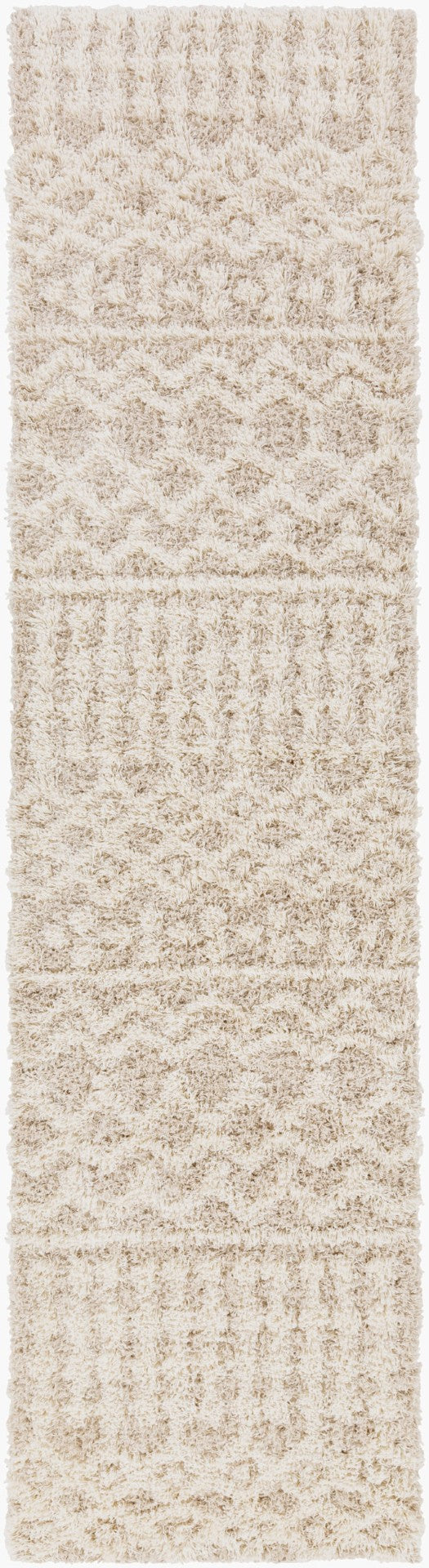 Livabliss Urban Shag Plush High-pile Polypropylene Rug Bohemian Style for Living Rooms Cream, Light Be 2'7" x 13'11" USG2303-2714