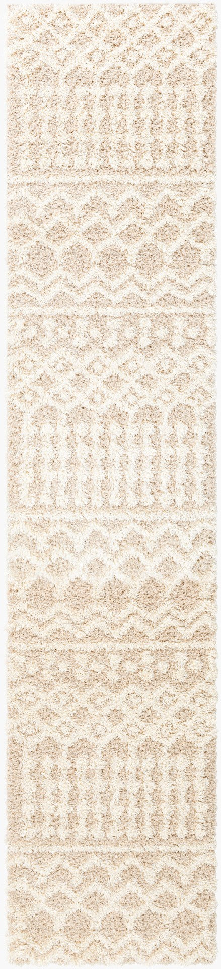 Livabliss Urban Shag Plush High-pile Polypropylene Rug Bohemian Style for Living Rooms Cream, Light Be 2'7" x 12' USG2303-2712