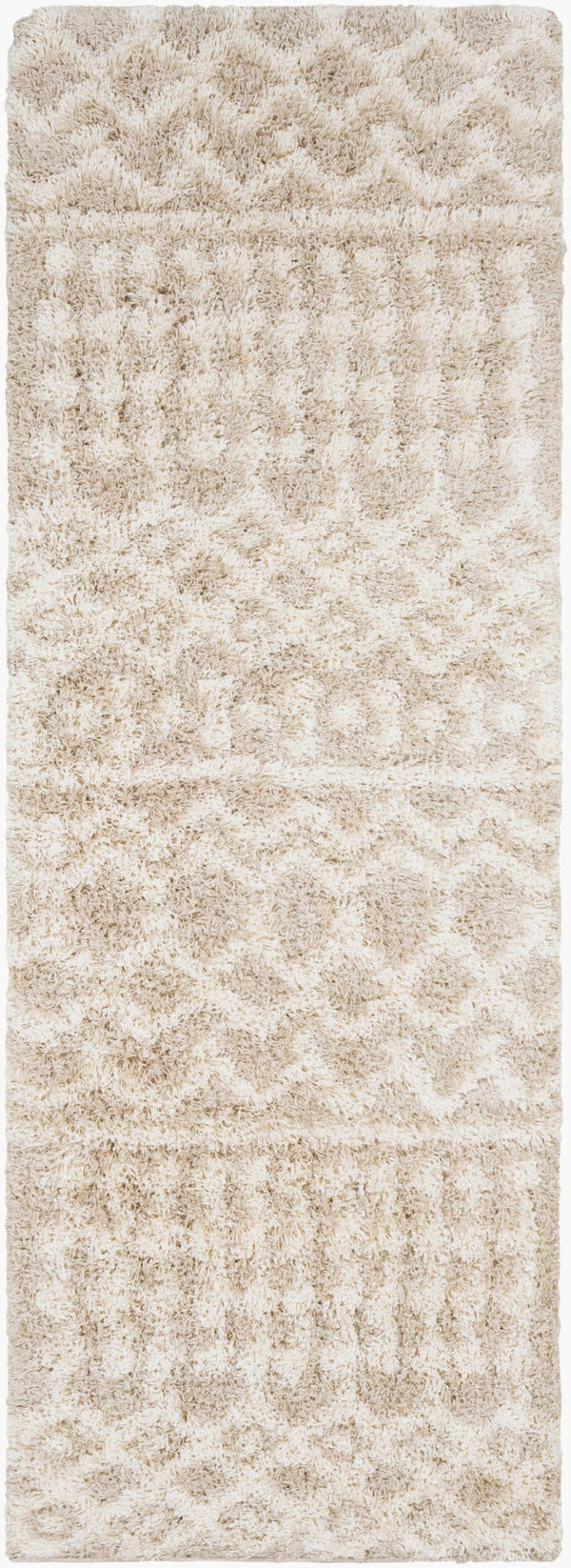 Livabliss Urban Shag Plush High-pile Polypropylene Rug Bohemian Style for Living Rooms Cream, Light Be 2'7" x 7'3" USG2303-2773