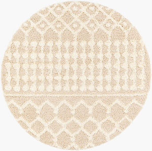 Livabliss Urban Shag Plush High-pile Polypropylene Rug Bohemian Style for Living Rooms Cream, Light Be 6'7" x 6'7" Round USG2303-67RD