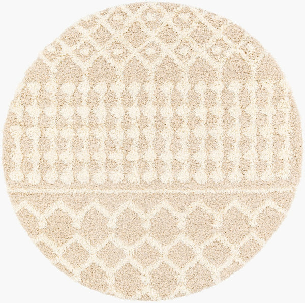 Livabliss Urban Shag Plush High-pile Polypropylene Rug Bohemian Style for Living Rooms Cream, Light Be 6'7" x 6'7" Round USG2303-67RD