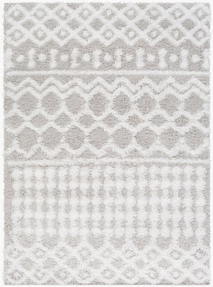 Livabliss Urban Shag Polypropylene Area Rug High Low Pile Accent for Entryway or Bedroom White, Light Gr 5'3" x 7'3" USG2310-5373