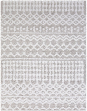 Livabliss Urban Shag Polypropylene Area Rug High Low Pile Accent for Entryway or Bedroom White, Light Gr 7'10" x 10'2" USG2310-710103