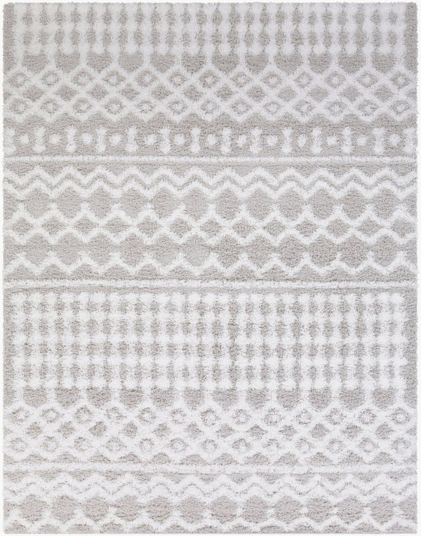 Livabliss Urban Shag Polypropylene Area Rug High Low Pile Accent for Entryway or Bedroom White, Light Gr 7'10" x 10'2" USG2310-710103