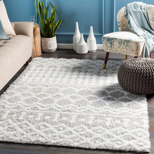 Livabliss Urban Shag Polypropylene Area Rug High Low Pile Accent for Entryway or Bedroom White, Light Gr 7'10" x 10'2" USG2310-710103