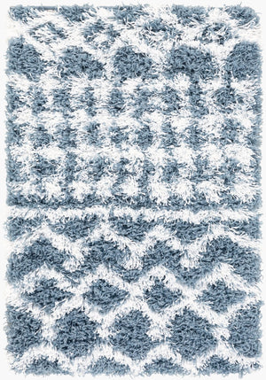 Livabliss Urban Shag Polypropylene Accent Rug with High Low Pile for Entryway or Bedside Denim, White 2' x 2'11" USG2311-23