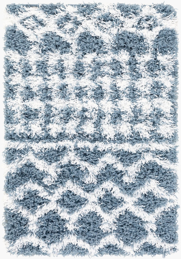 Livabliss Urban Shag Polypropylene Accent Rug with High Low Pile for Entryway or Bedside Denim, White 2' x 2'11" USG2311-23
