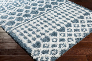 Livabliss Urban Shag Polypropylene Accent Rug with High Low Pile for Entryway or Bedside Denim, White 5'3" x 7'3" USG2311-5373