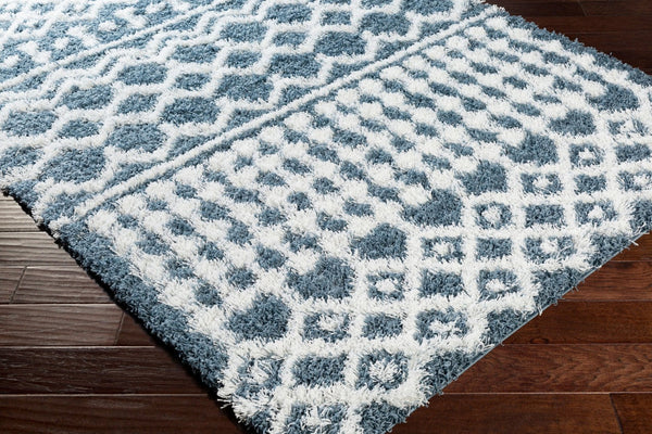 Livabliss Urban Shag Polypropylene Accent Rug with High Low Pile for Entryway or Bedside Denim, White 5'3" x 7'3" USG2311-5373